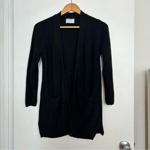 Black Open Front Knitted Cardigan Sweater